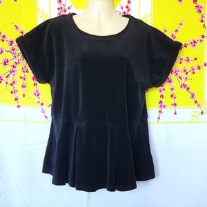 Juicy Couture Black Velour Peplum Top